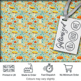 Bright Yellow Mushroom Botanical Garden Seamless Pattern Digital Print Fabric by the Metre UK Sewing Quilting Textile