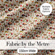 Rustic Woodland Mushroom Leaves Nature Seamless Pattern Digital Print Fabric by the Metre UK Sewing Quilting Textile