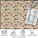 Rustic Woodland Mushroom Leaves Nature Seamless Pattern Digital Print Fabric by the Metre UK Sewing Quilting Textile