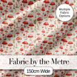 Minimal Red Mushroom Ditsy Nature Seamless Pattern Digital Print Fabric by the Metre UK Sewing Quilting Textile