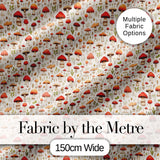 Neutral Earth Tone Mushroom Botanical Seamless Pattern Digital Print Fabric by the Metre UK Sewing Quilting Textile