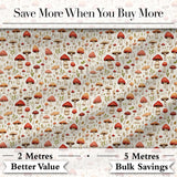 Neutral Earth Tone Mushroom Botanical Seamless Pattern Digital Print Fabric by the Metre UK Sewing Quilting Textile