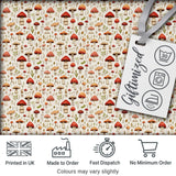 Neutral Earth Tone Mushroom Botanical Seamless Pattern Digital Print Fabric by the Metre UK Sewing Quilting Textile
