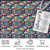 Vibrant Neon Fantasy Mushroom Forest Seamless Pattern Digital Print Fabric by the Metre UK Sewing Quilting Textile