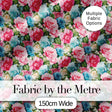 Elegant Pink Blue Rose Floral Seamless Pattern Digital Print Fabric by the Metre UK Sewing Quilting Textile