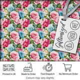 Elegant Pink Blue Rose Floral Seamless Pattern Digital Print Fabric by the Metre UK Sewing Quilting Textile