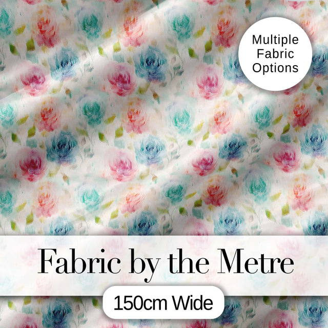 Classic Rose Bouquet Floral Vintage Seamless Pattern Digital Print Fabric by the Metre UK Sewing Quilting Textile