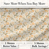 Elegant Cream Rose Botanical Vintage Seamless Pattern Digital Print Fabric by the Metre UK Sewing Quilting Textile