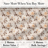 Vintage Sepia Rose Botanical Floral Seamless Pattern Digital Print Fabric by the Metre UK Sewing Quilting Textile