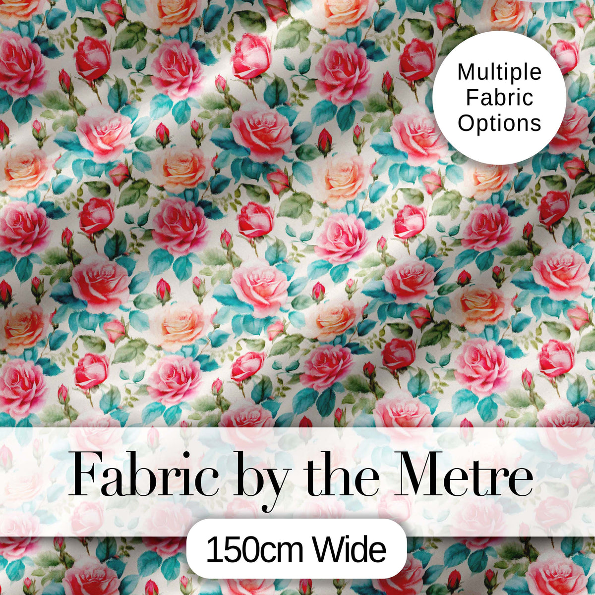 Pastel Pink Peach Roses Floral Seamless Pattern Digital Print Fabric by the Metre UK Sewing Quilting Textile