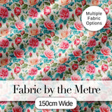 Pastel Pink Peach Roses Floral Seamless Pattern Digital Print Fabric by the Metre UK Sewing Quilting Textile