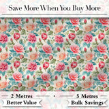 Pastel Pink Peach Roses Floral Seamless Pattern Digital Print Fabric by the Metre UK Sewing Quilting Textile