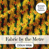 Bright Orange Yellow Daffodil Floral Seamless Pattern Digital Print Fabric by the Metre UK Sewing Quilting Textile