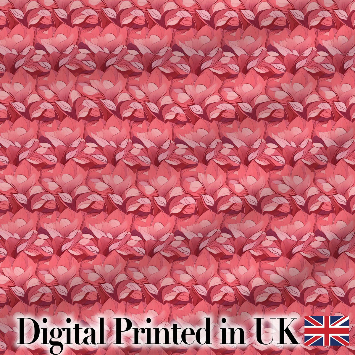 Layered Pink Rose Blossom Floral Seamless Pattern Digital Print Fabric by the Metre UK Sewing Quilting Textile