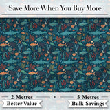 Vibrant Deep Sea Marine Life Fish Coral Seamless Pattern Digital Print Fabric by the Metre UK Sewing Quilting Textile