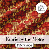 Vintage Red Hot Air Balloons Sky Travel Seamless Pattern Digital Print Fabric by the Metre UK Sewing Quilting Textile