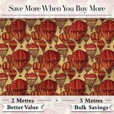 Vintage Red Hot Air Balloons Sky Travel Seamless Pattern Digital Print Fabric by the Metre UK Sewing Quilting Textile