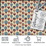 Colorful Blue Red Hot Air Balloons Seamless Pattern Digital Print Fabric by the Metre UK Sewing Quilting Textile