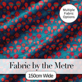 Bright Red Teal Hot Air Balloon Sky Seamless Pattern Digital Print Fabric by the Metre UK Sewing Quilting Textile