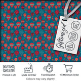 Bright Red Teal Hot Air Balloon Sky Seamless Pattern Digital Print Fabric by the Metre UK Sewing Quilting Textile