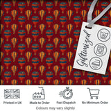 Classic Vintage Hot Air Balloon Red Background Seamless Pattern Digital Print Fabric by the Metre UK Sewing Quilting Textile
