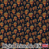 Ornate Night Sky Hot Air Balloons Vintage Seamless Pattern Digital Print Fabric by the Metre UK Sewing Quilting Textile