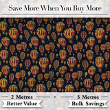 Ornate Night Sky Hot Air Balloons Vintage Seamless Pattern Digital Print Fabric by the Metre UK Sewing Quilting Textile