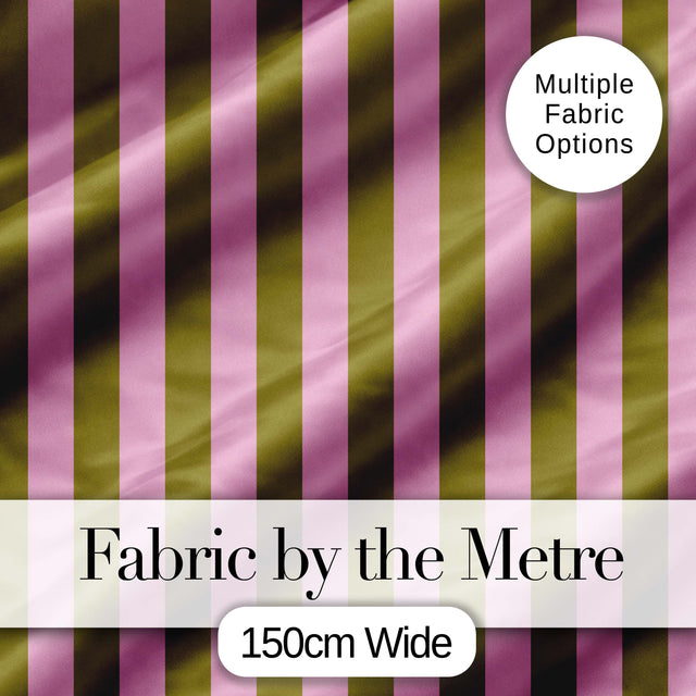 Wavy Olive Green and Pink Vertical Stripes Seamless Pattern Digital Print Fabric by the Metre UK Sewing Quilting Textile