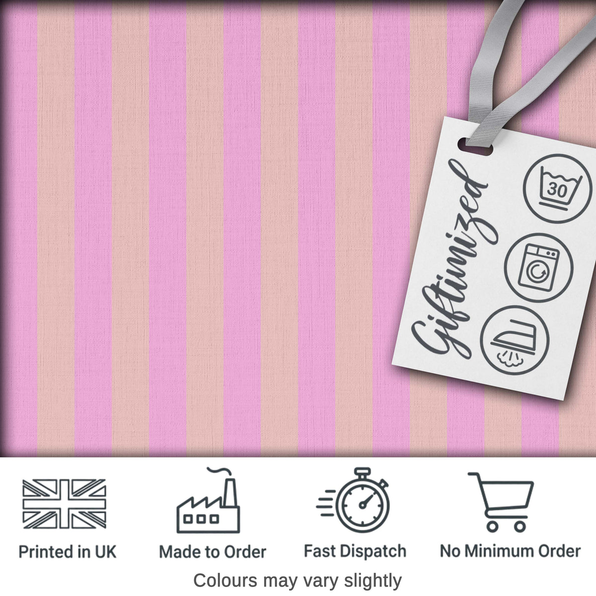 Soft Beige and Pink Wavy Stripes Seamless Pattern Digital Print Fabric by the Metre UK Sewing Quilting Textile