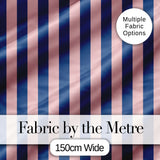 Wavy Navy Blue and Soft Pink Vertical Stripes Seamless Pattern Digital Print Fabric by the Metre UK Sewing Quilting Textile