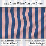 Wavy Navy Blue and Soft Pink Vertical Stripes Seamless Pattern Digital Print Fabric by the Metre UK Sewing Quilting Textile