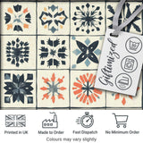 Abstract Geometric Floral Tile Motif Seamless Pattern Digital Print Fabric by the Metre UK Sewing Quilting Textile