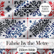 Folk Art Blue and Red Floral Symmetry Seamless Pattern Digital Print Fabric by the Metre UK Sewing Quilting Textile