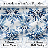 Watercolor Blue Floral Abstract Seamless Pattern Digital Print Fabric by the Metre UK Sewing Quilting Textile