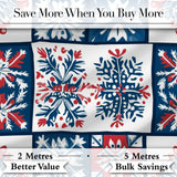 Decorative Tile Folk Pattern Blue Red Seamless Pattern Digital Print Fabric by the Metre UK Sewing Quilting Textile