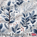 Vintage Nordic Stripe Snowflake Seamless Pattern Digital Print Fabric by the Metre UK Sewing Quilting Textile