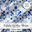 Blue Watercolor Floral Snowflake Botanical Seamless Pattern Digital Print Fabric by the Metre UK Sewing Quilting Textile