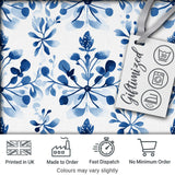 Blue Watercolor Floral Snowflake Botanical Seamless Pattern Digital Print Fabric by the Metre UK Sewing Quilting Textile