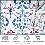 Blue Red Berry Botanical Folk Art Seamless Pattern Digital Print Fabric by the Metre UK Sewing Quilting Textile