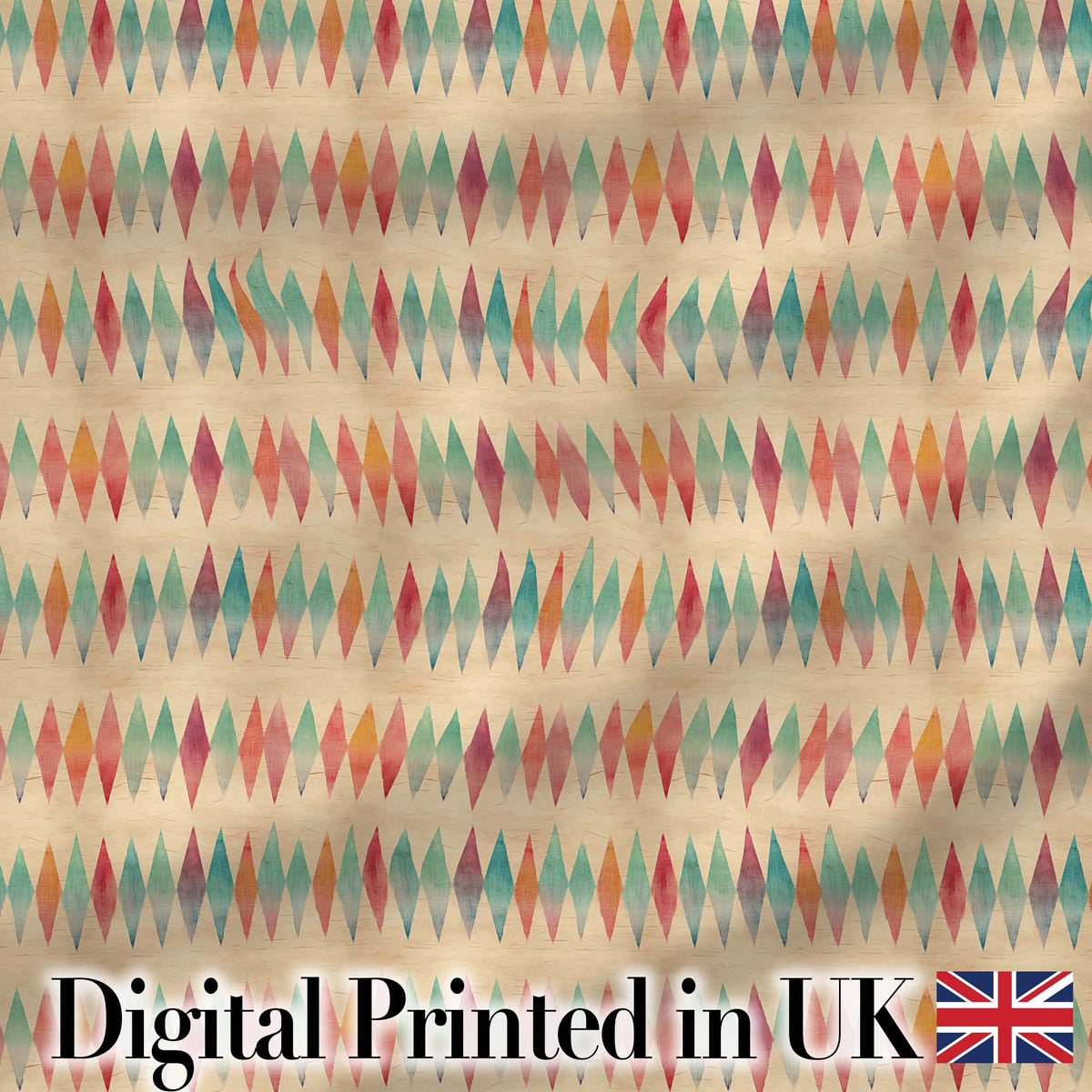 Colorful Geometric Diamond Ikat Style Seamless Pattern Digital Print Fabric by the Metre UK Sewing Quilting Textile