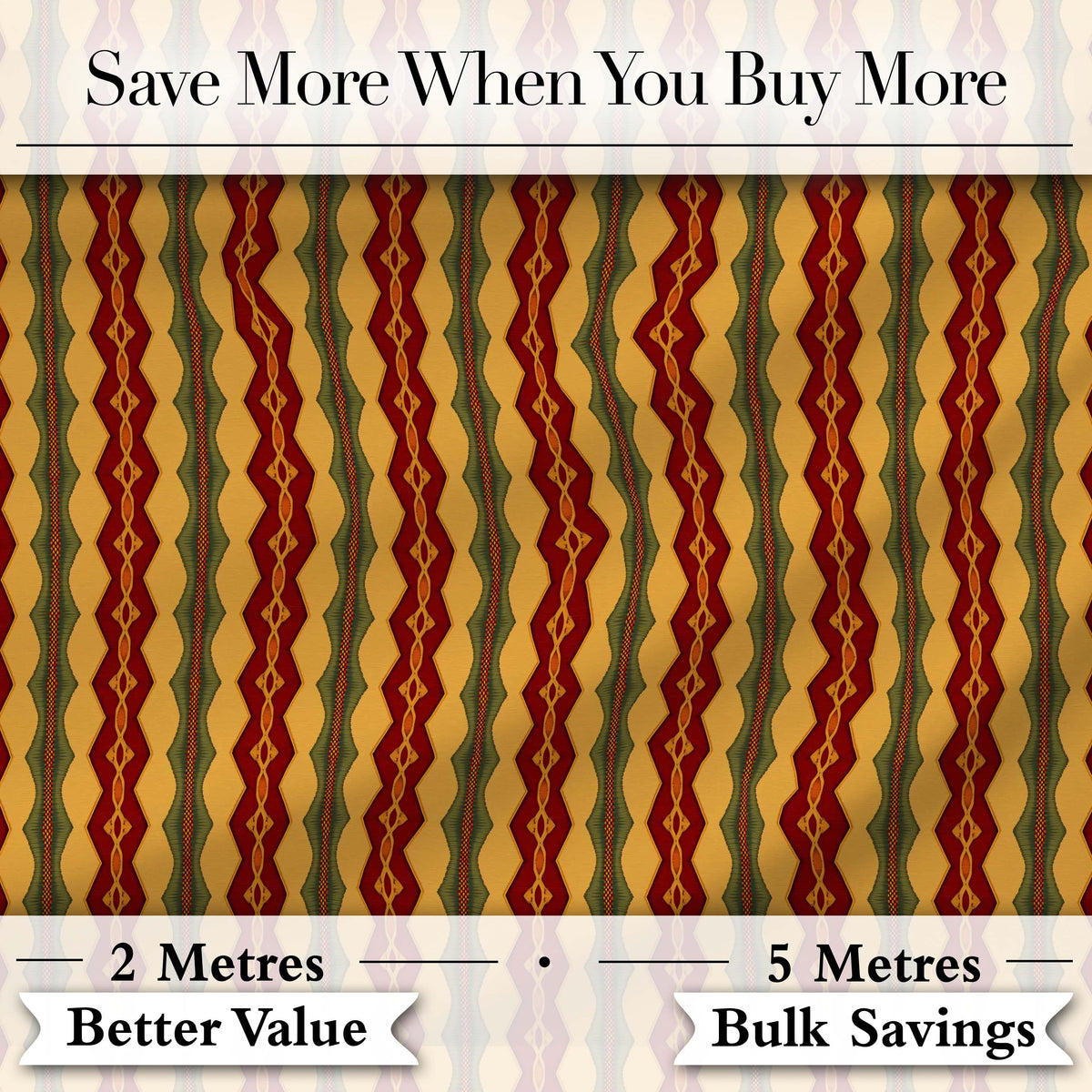 Vintage Ethnic Stripe Red Green Woven Seamless Pattern Digital Print Fabric by the Metre UK Sewing Quilting Textile