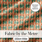 Tribal Ikat Diamond Red Green Beige Seamless Pattern Digital Print Fabric by the Metre UK Sewing Quilting Textile