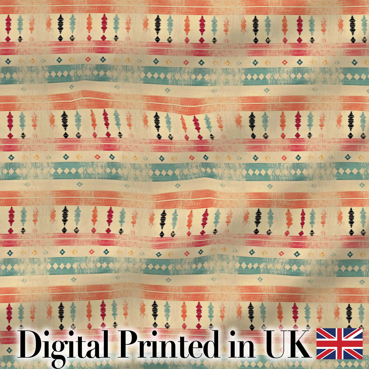 Rustic Aztec Stripe Ethnic Distressed Seamless Pattern Digital Print Fabric by the Metre UK Sewing Quilting Textile