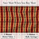 Tribal Red Black Geometric Stripe Ethnic Seamless Pattern Digital Print Fabric by the Metre UK Sewing Quilting Textile
