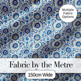 Blue Ornamental Folk Floral Seamless Pattern Digital Print Fabric by the Metre UK Sewing Quilting Textile