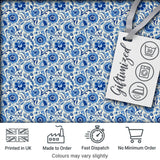 Blue Vintage Floral Botanical Seamless Pattern Digital Print Fabric by the Metre UK Sewing Quilting Textile