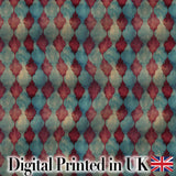 Teal Burgundy Abstract Geometric Seamless Pattern Digital Print Fabric by the Metre UK Sewing Quilting Textile
