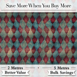 Teal Burgundy Abstract Geometric Seamless Pattern Digital Print Fabric by the Metre UK Sewing Quilting Textile