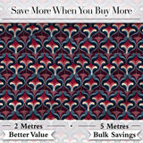 Red Blue  Art Deco Geometric Seamless Pattern Digital Print Fabric by the Metre UK Sewing Quilting Textile