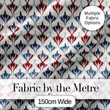 Minimal Red Blue Folk Motif Seamless Pattern Digital Print Fabric by the Metre UK Sewing Quilting Textile